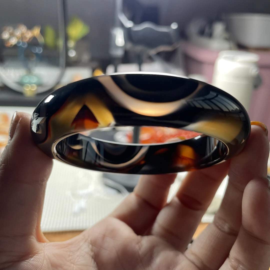 57.6口径天然玛瑙水墨丹青系列景花风景画手镯（344）