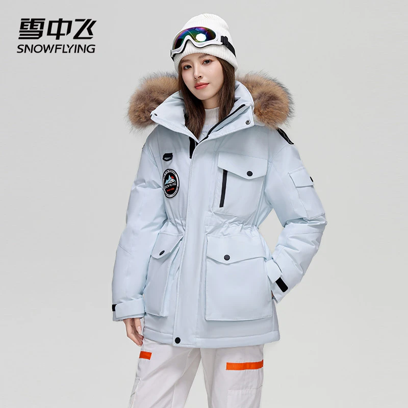 【雪中飞X】24设计师新款鹅绒大毛领工装户外潮流羽绒服X40140218XE