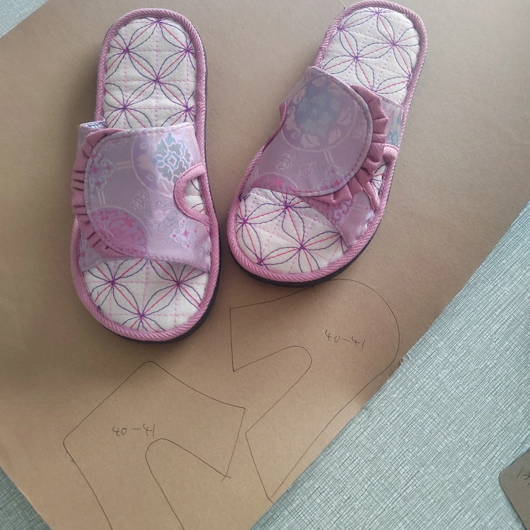 夏季软底居家花边鱼嘴拖鞋样牛皮纸样不是成品鞋满五十元包邮