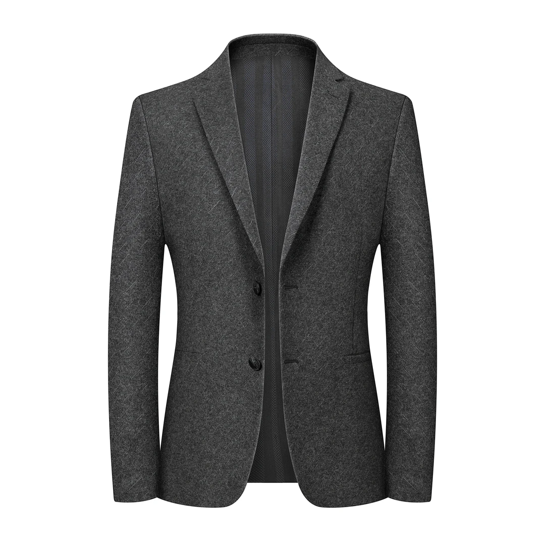 男士2024新款灰色羊毛秋冬款西装商务休闲百搭中青年上装抗皱外套