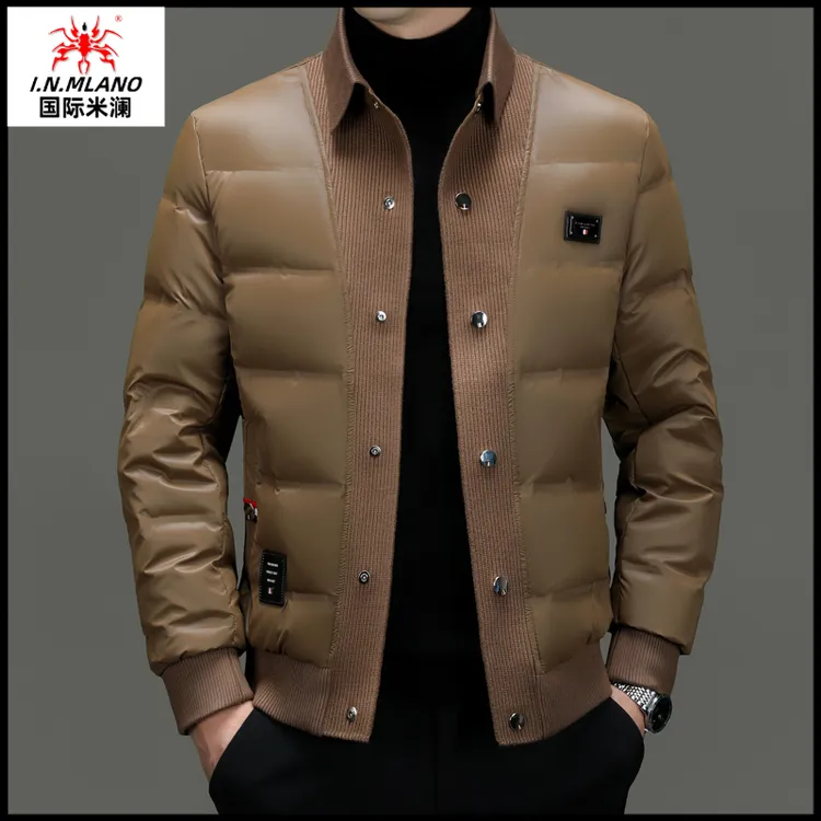 轻薄羽绒服男款休闲时尚2025新款潮流翻领男士保暖冬季外套男装潮