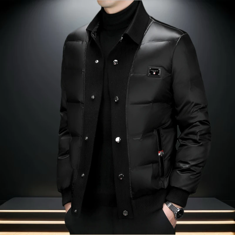 男士冬季短款羽绒服2025新款加厚保暖轻奢时尚休闲翻领高档外套男