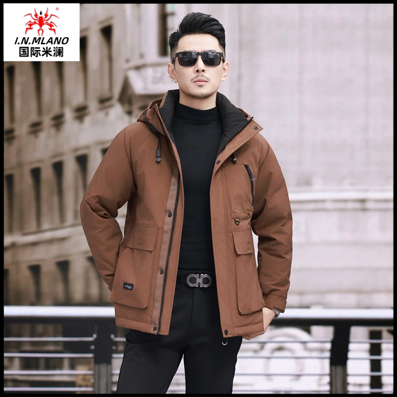 羽绒服男款连帽加厚男士冬季防风保暖时尚新款户外休闲外套男装潮