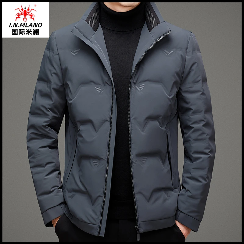 男士立领鹅绒服男2025新款时尚秋冬季短款商务休闲爆款羽绒服外套