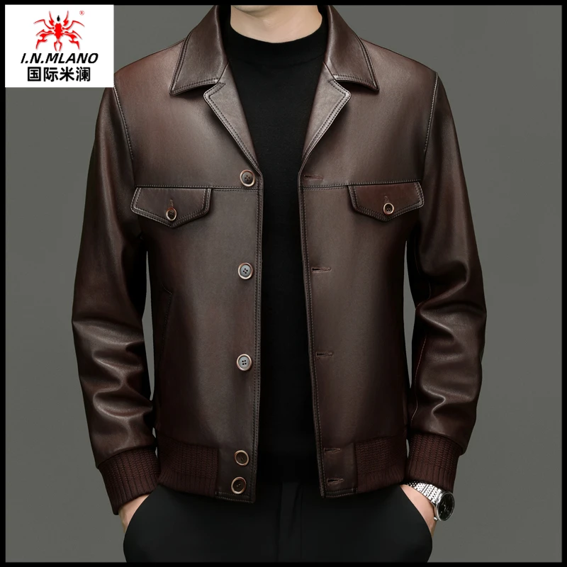 【绵羊皮皮衣】个性男士头层真皮皮衣休闲秋冬季高档海宁皮夹克外套
