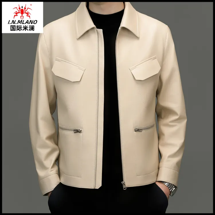 真皮皮衣男海宁皮夹克2024高档男士绵羊皮春秋季新款商务休闲外套