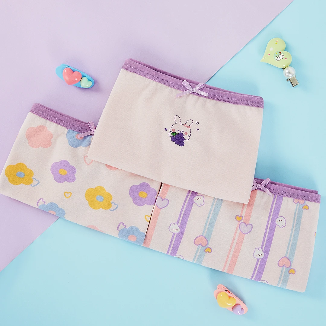 【3条装】女童四角卡通内裤63374W148、63374W143