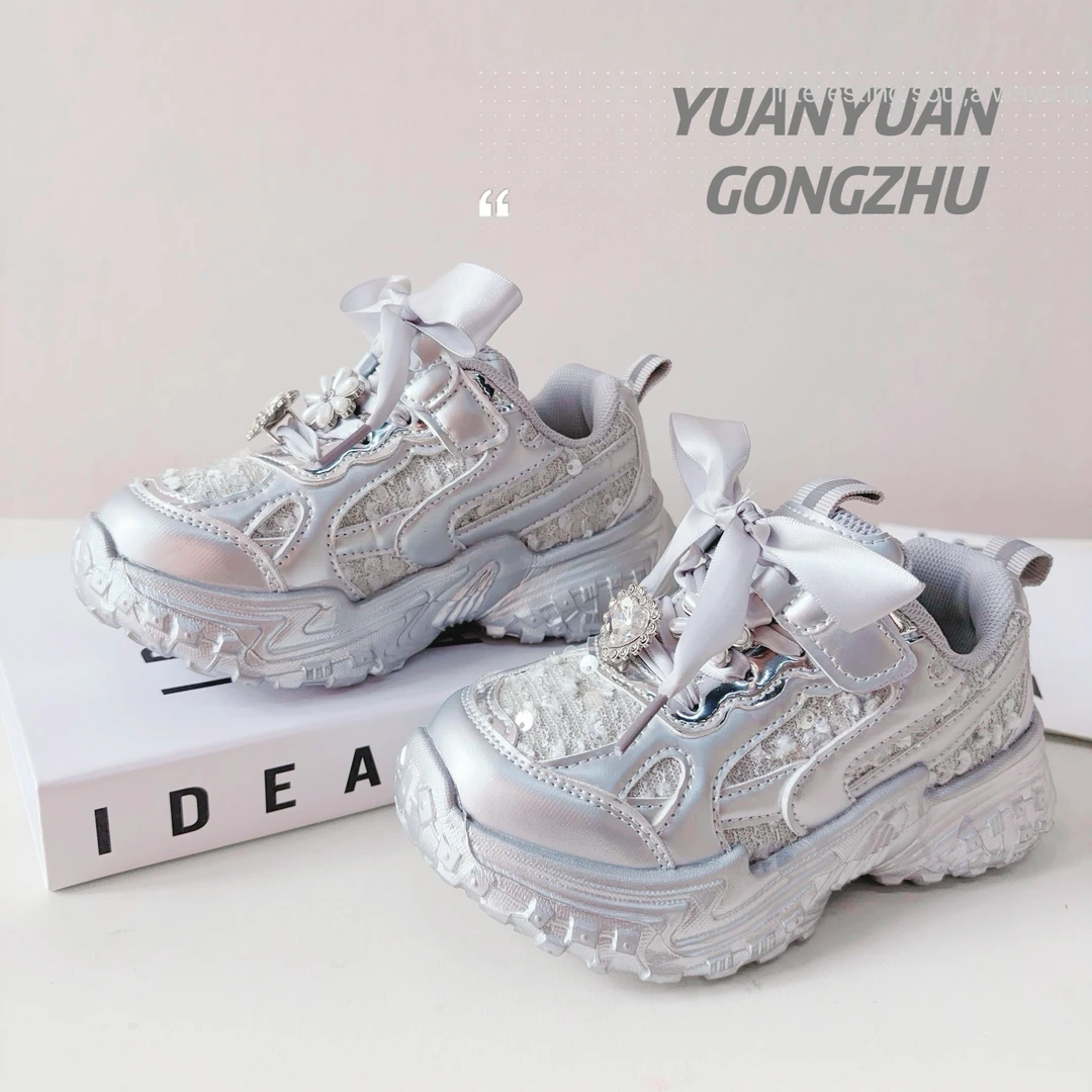 FL2024秋季女童时尚亮片防滑厚底老爹鞋64382X078