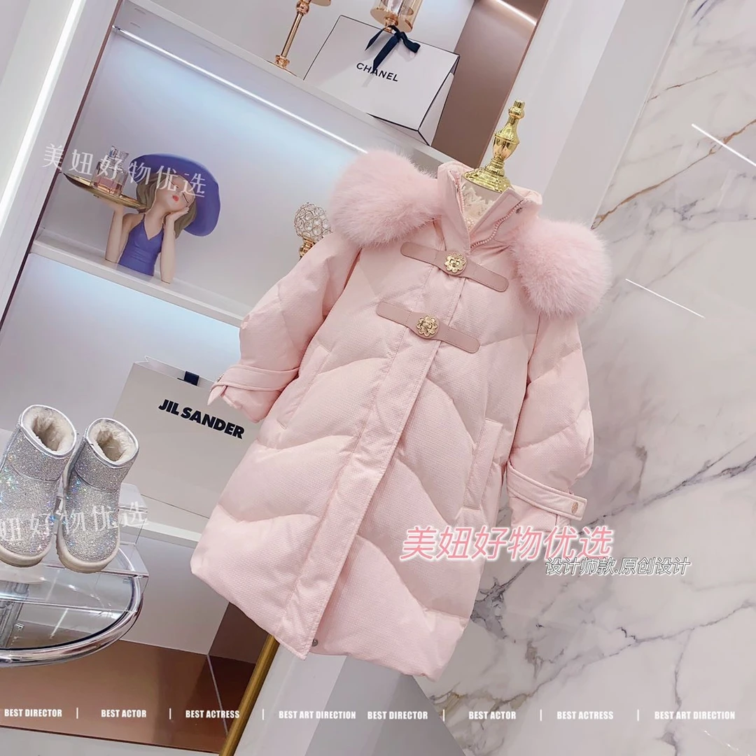 冬季女中大童50白鸭绒长款羽绒服12415L092