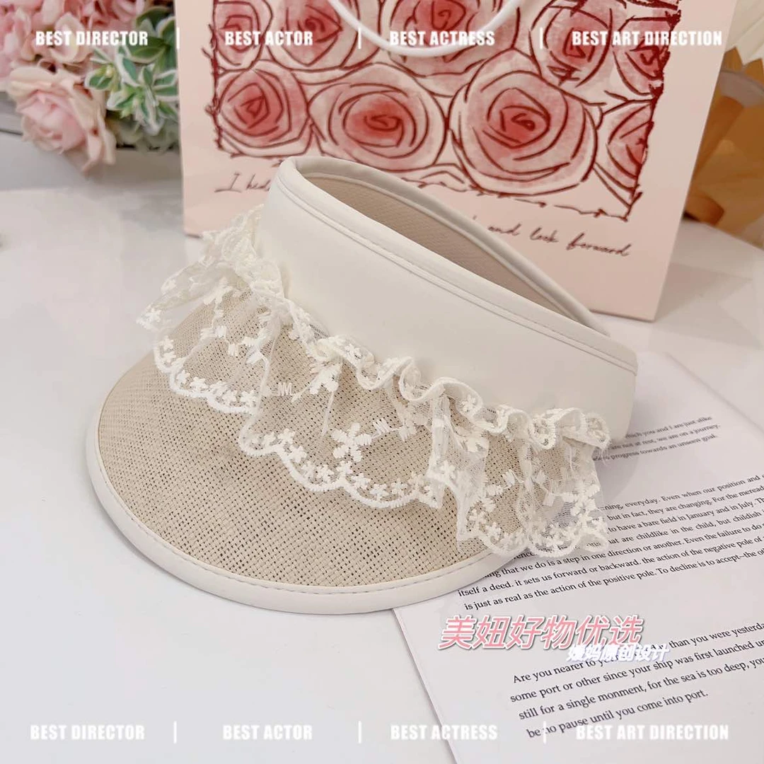 夏季女童中大童蕾丝编织时尚百搭遮阳空顶帽63276W065