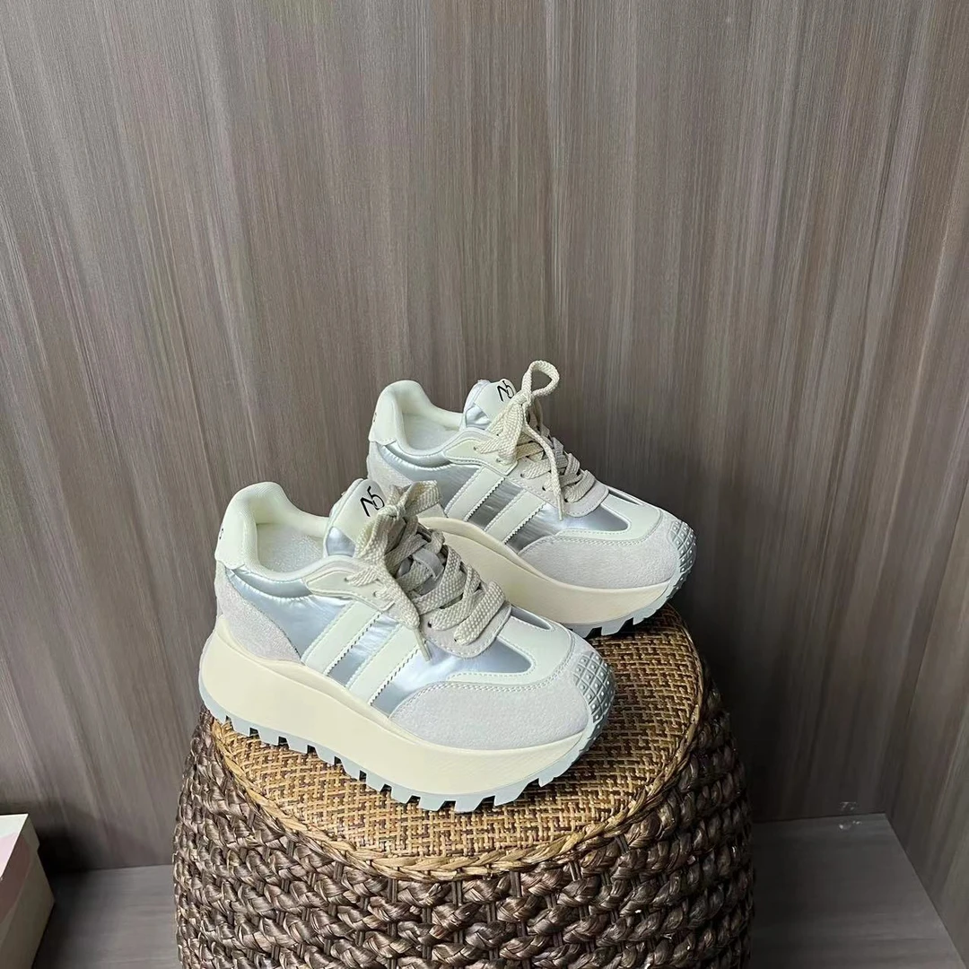 增高8.5CM2024年新款时尚百搭透气拼色厚底内增高小个子女鞋A2357