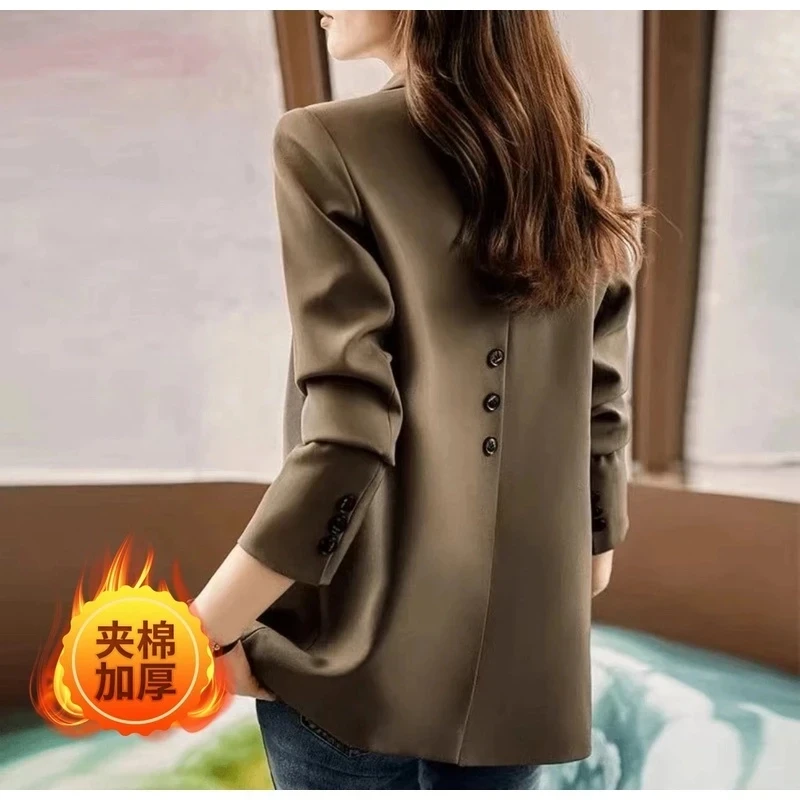 咖色小西装外套女韩版宽松英伦风休闲女士小西服小个子