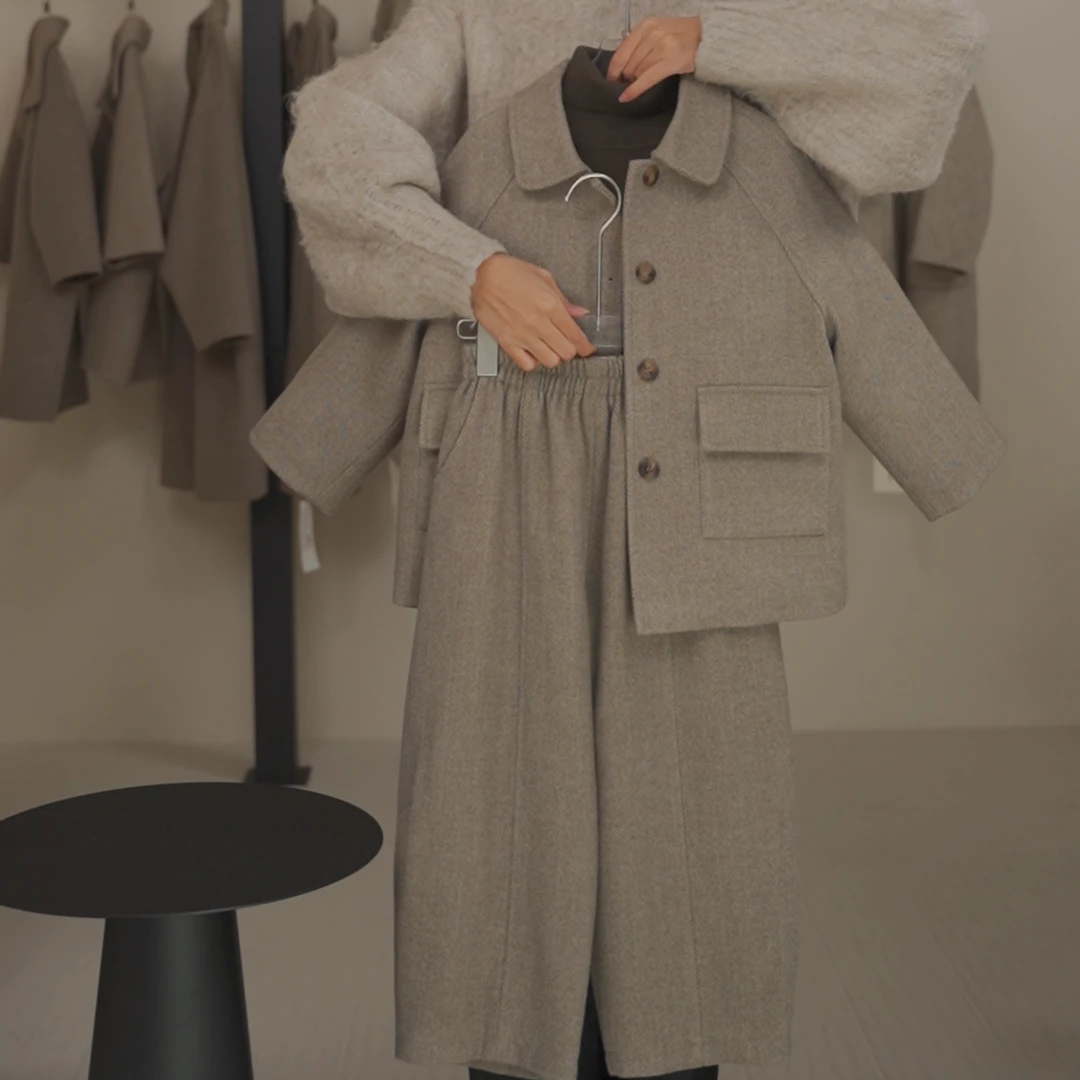 .<所以>男童儿童冬装西装羽绒外套两件套法式裤子套装冬36Z3903