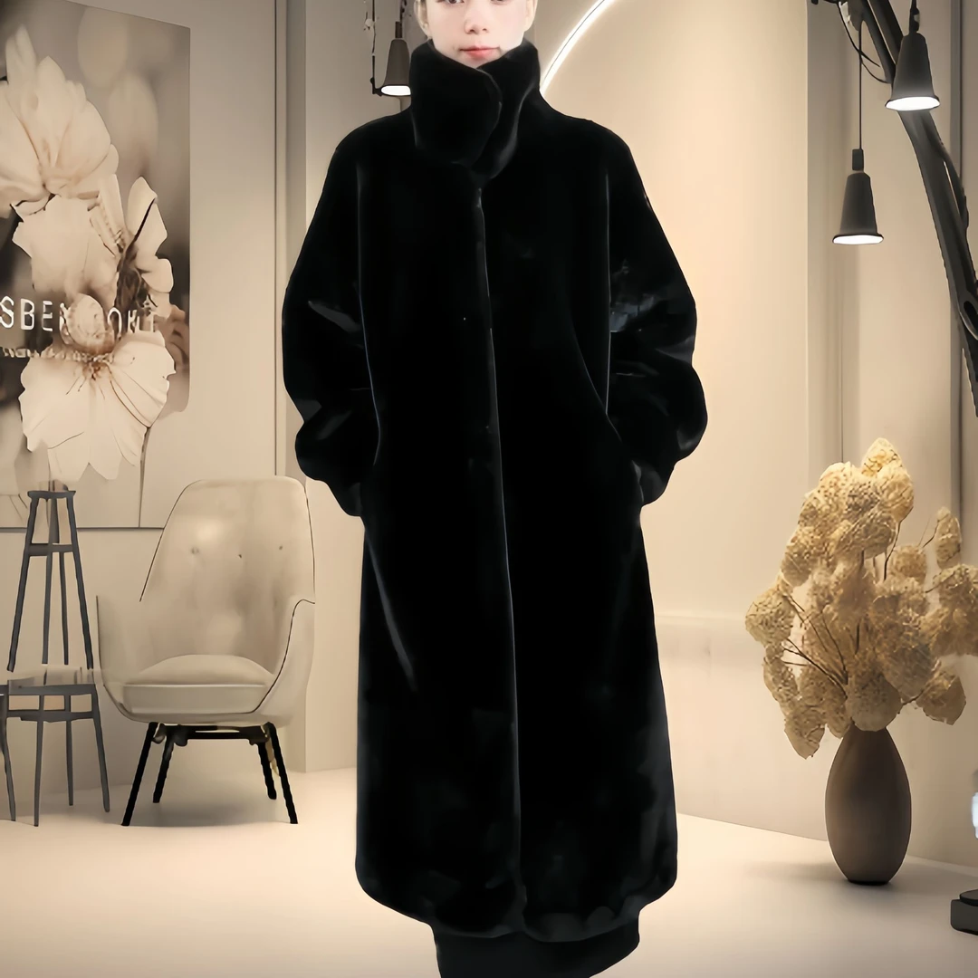 长款立领-2025年冬季新款气质宽松休闲时尚毛绒外套