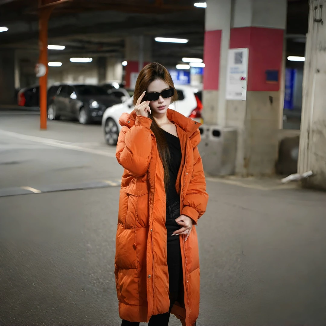 新款冬季羽绒服女时尚潮流百搭保暖鸭绒连帽外套9262