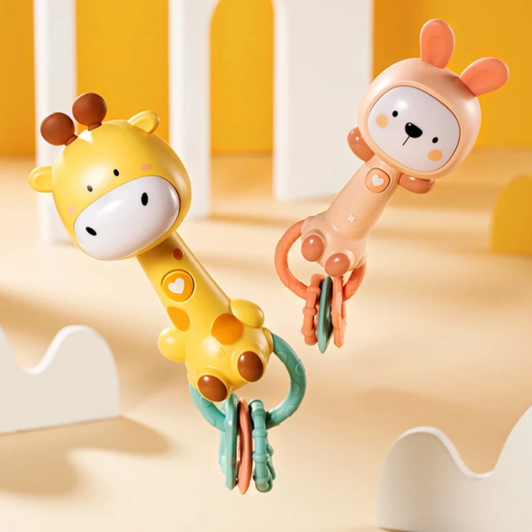 音乐手摇铃婴儿玩具3-6-8个月幼儿安抚哄娃0-1岁宝宝手抓牙胶可咬