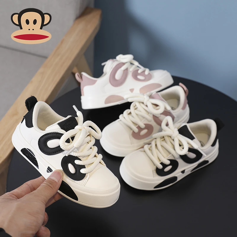 大嘴猴童鞋秋季新款儿童板鞋男童黑白熊猫鞋女童时尚百搭休闲鞋子