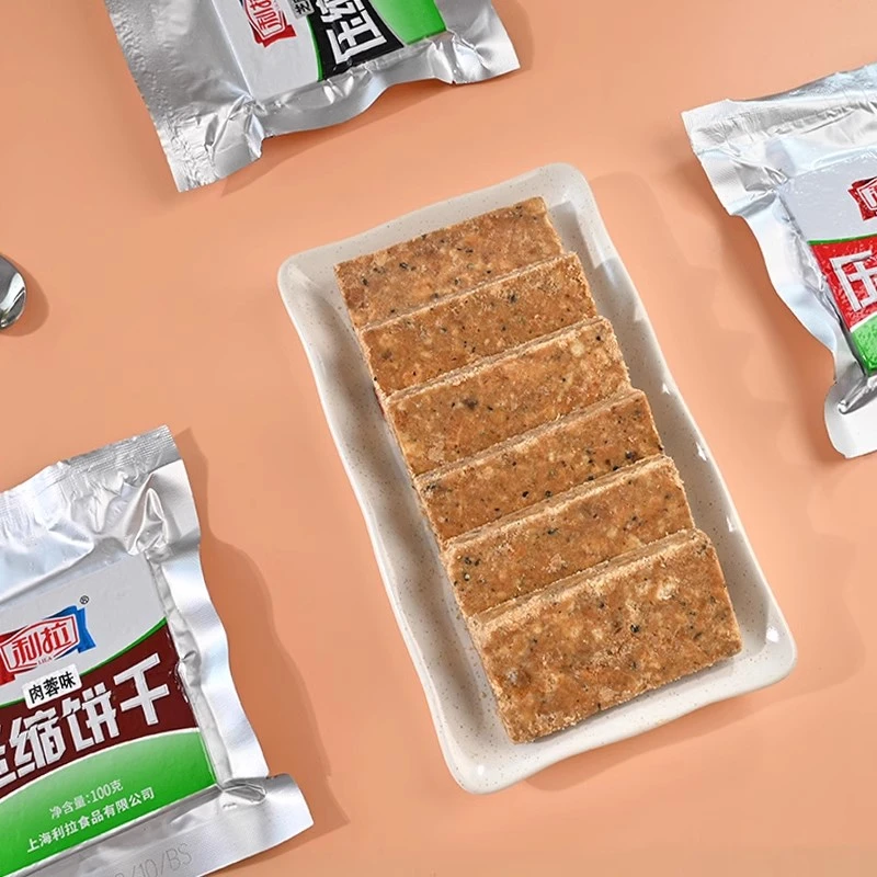 利拉花生味肉蓉味芝麻味压缩饼干100克户外充饥健身代餐开袋即食