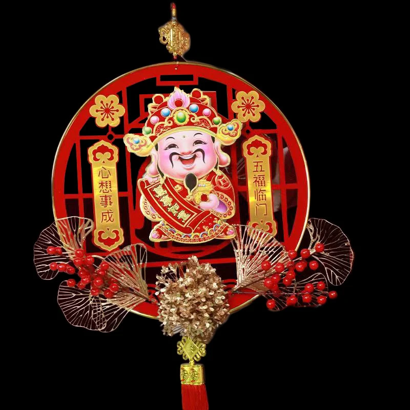 摇头财神爷挂件立体挂饰迷你小财神到布置春节客厅挂画摆件