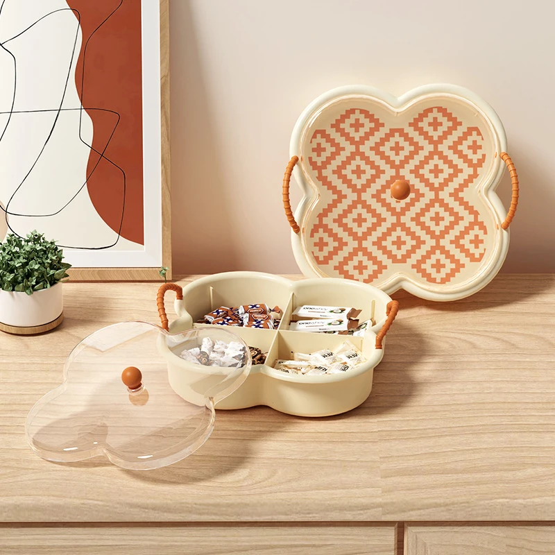 果盘家用客厅茶几中式糖果盒零食收纳花生瓜子坚果分格摆放干果盘
