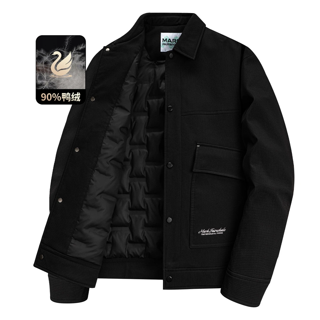 【90%鸭绒+华夫格】马克华菲23年秋冬保暖工装羽绒夹克男士羽绒服