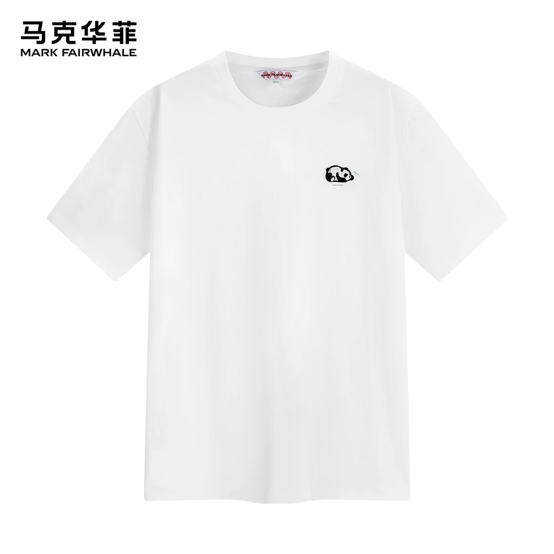 【熊猫毛巾绣】马克华菲24夏透气亲肤棉感圆领休闲男式宽松百搭短袖
