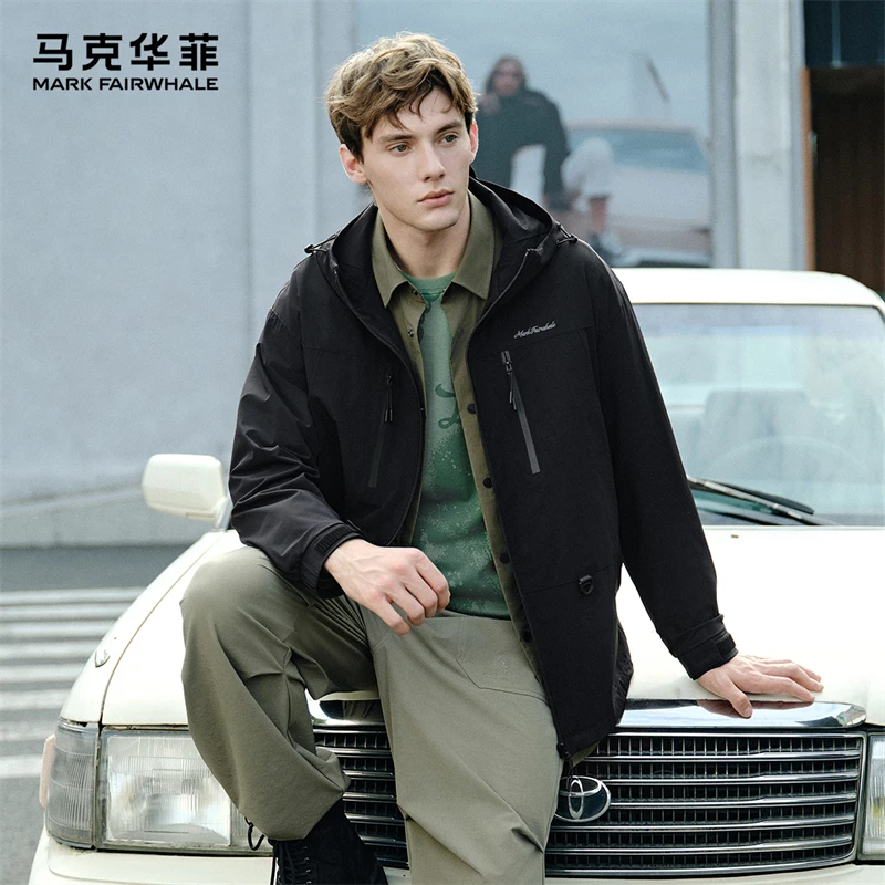 【字母刺绣】马克华菲24秋冬户外工装风连帽休闲时尚男士夹克外套男