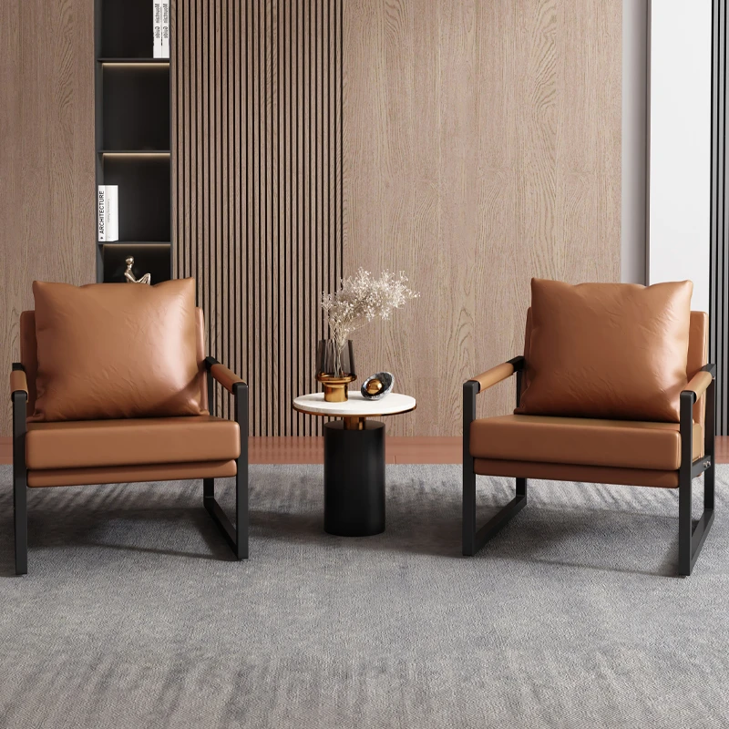 北欧单人沙发椅懒人沙发意式轻奢铁艺休闲椅简约小户型客厅老虎椅