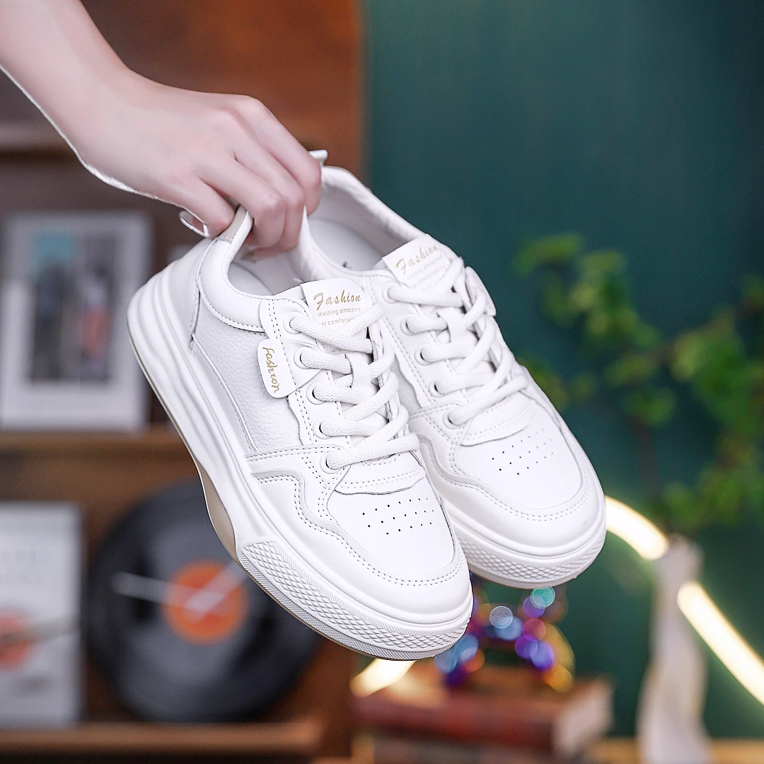 【男女鞋】2025春季新款皮面小白鞋女ins韩版学生休闲百搭运动板鞋