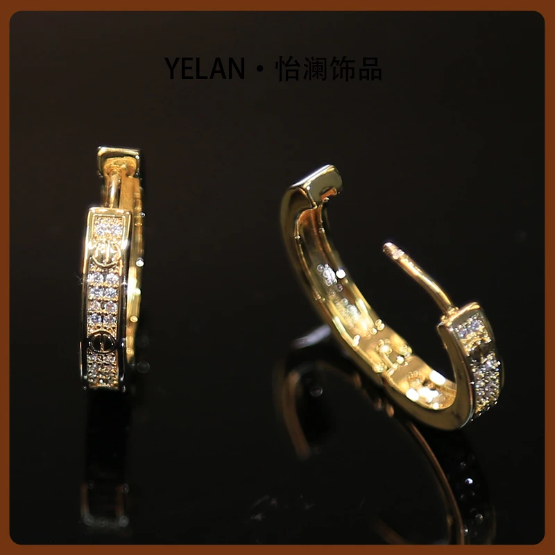 铜合金耳饰 设计师款金色耳环~9138