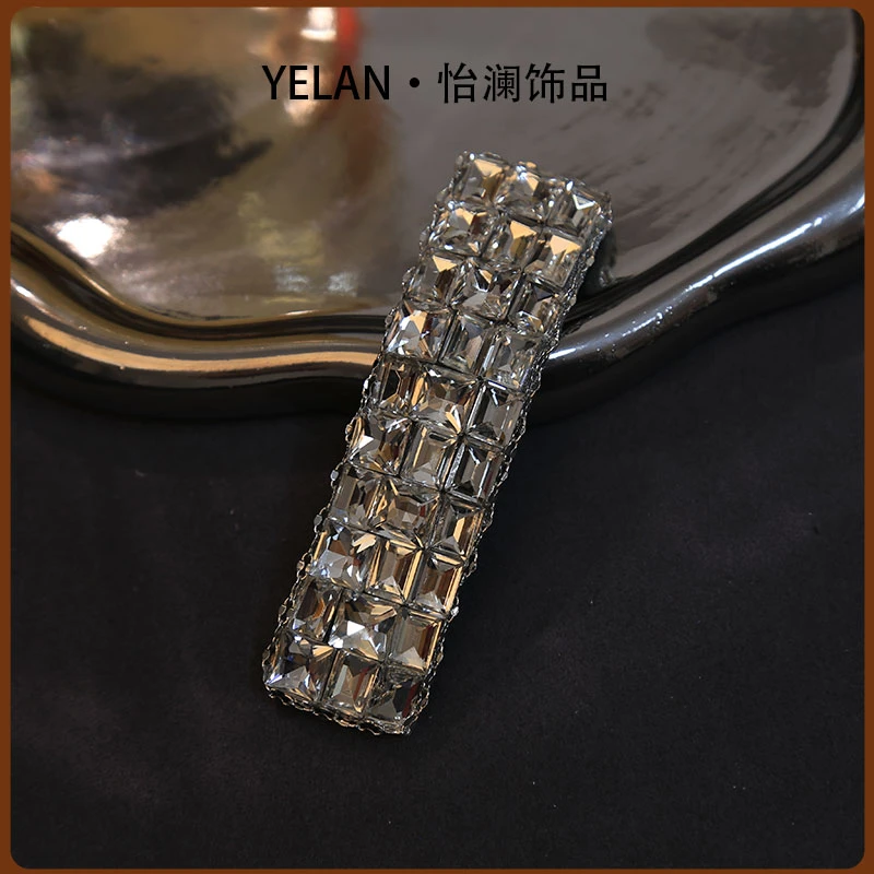 【YILEN 怡澜】韩版重工水晶满钻BB夹8018法式侧边刘海夹碎发夹