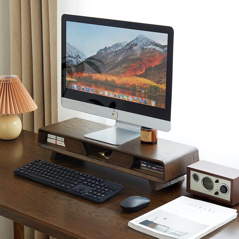 实木电脑显示屏增高架多功能收纳增高架办公桌显示屏储物增高架