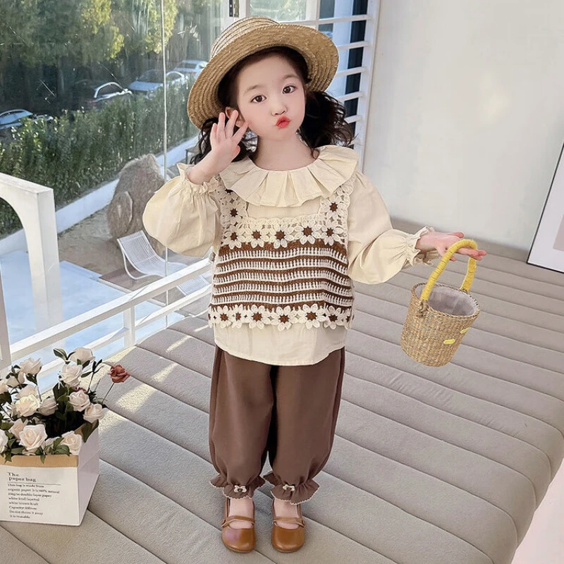 女童套装春装2024新款儿童洋气时髦小女孩衣服宝宝休闲三件套春秋
