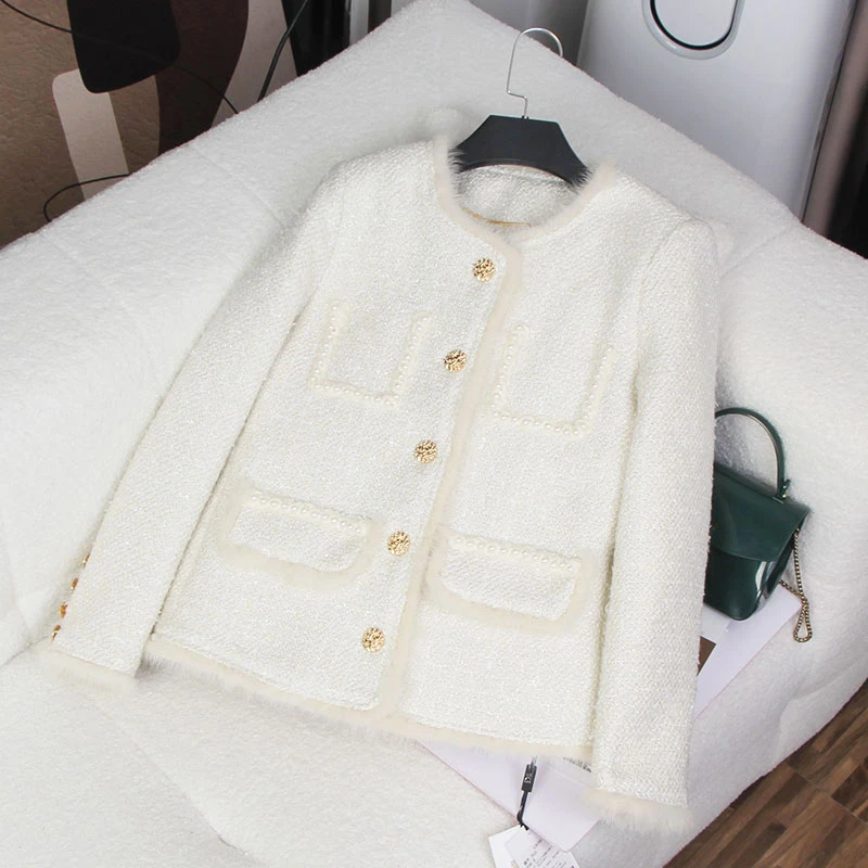 【独设ds】时尚保暖羽绒服高端气质设计感休闲小香风鹅绒外套E28208