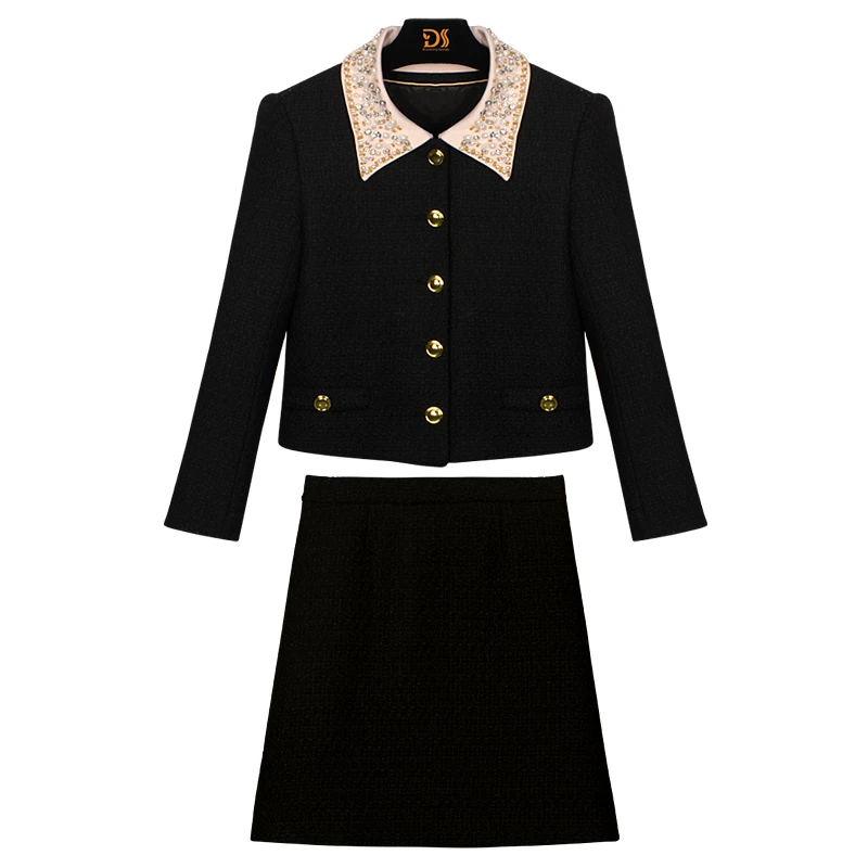 【独设2860】2023年时尚新款高端名媛秋冬气质设计感小香风套装