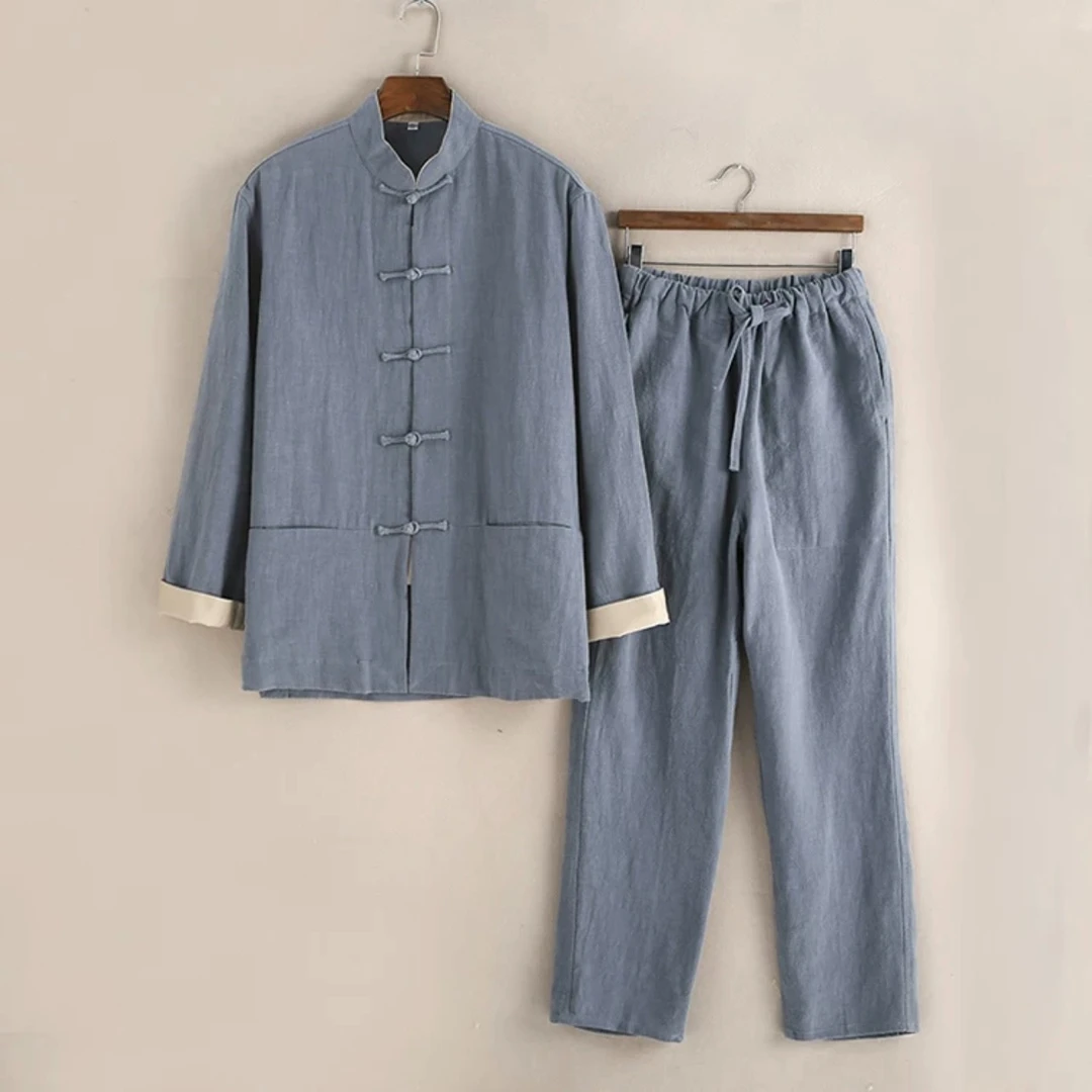 【套装】山与谷 ST861 棉麻手工盘扣中国风唐装套装