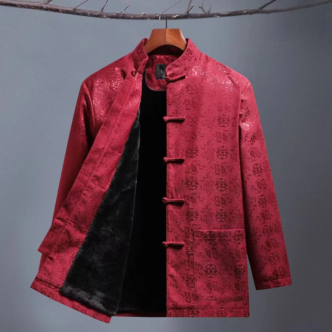 粗衣谨制 丨CG871立领盘扣暗提花面料加绒加厚国风外套