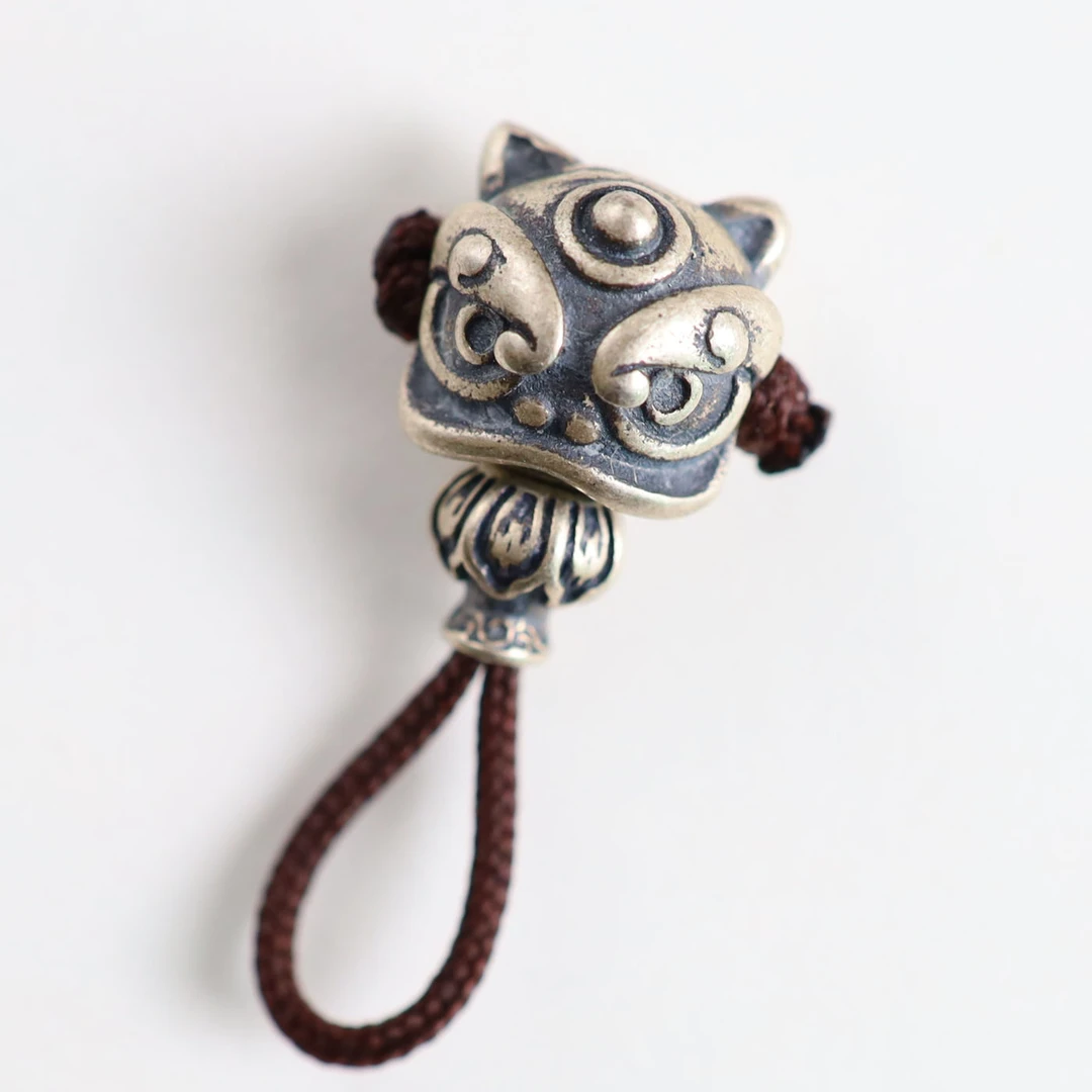 925饰福字醒狮分体三通佛头文玩菩提子柏香籽DIY配饰