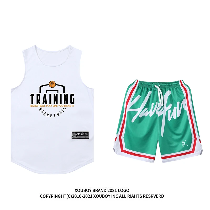 美式男女夏季新款爆背心速干运动套装宽松潮流字母5分跑步投篮服