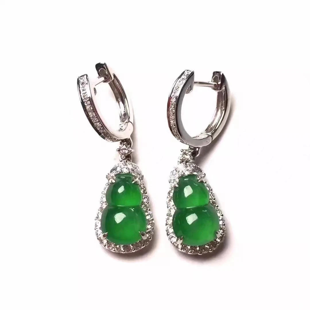 合金耳饰 气质轻奢时尚绿色镶嵌豪华满绿绿蛋面