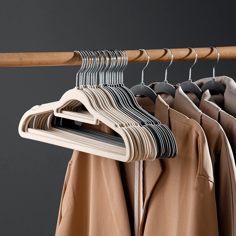 卡维瑞晾衣架挂衣架防滑无痕衣挂衣撑子挂钩整理师植绒衣架子家用