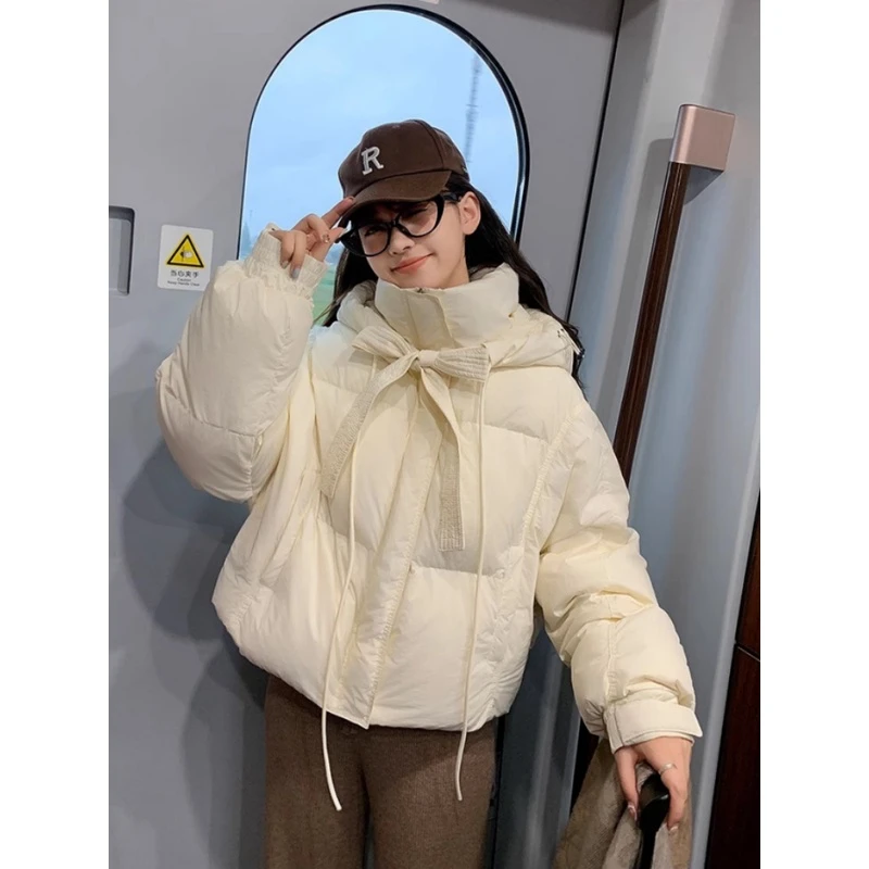 冬季连帽加厚棉服女加厚外套学生2023新款ins短款面包服韩版宽松