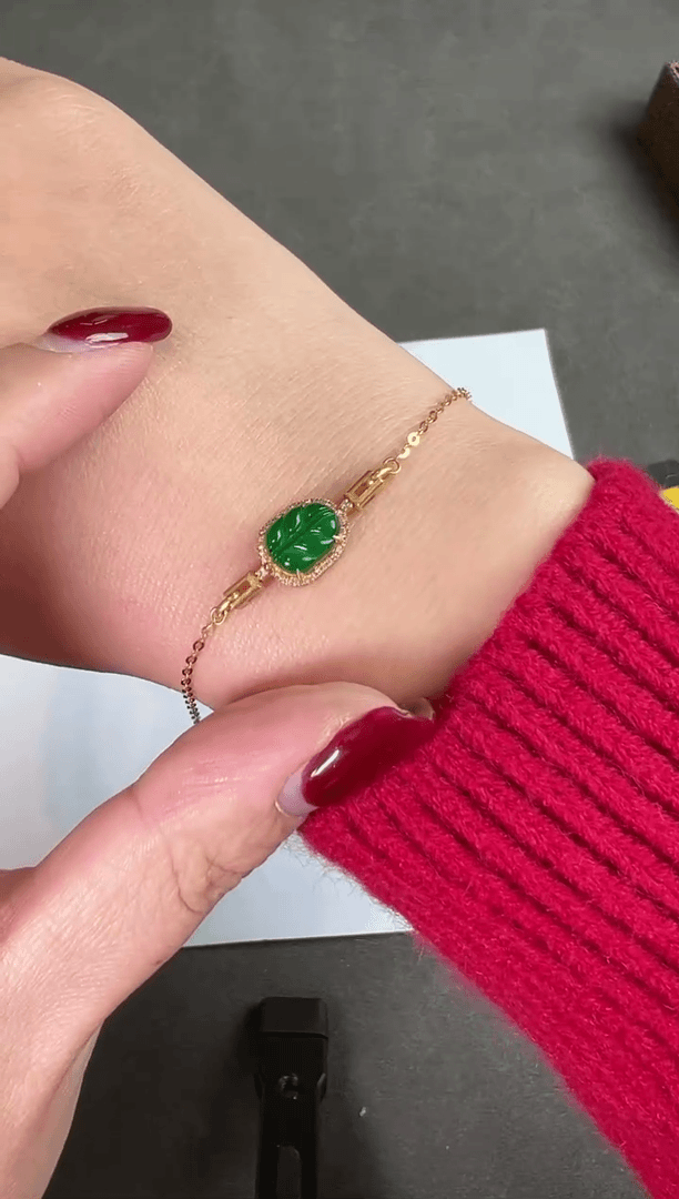 【闪购商品】翡翠手链18K金镶嵌pl23112320