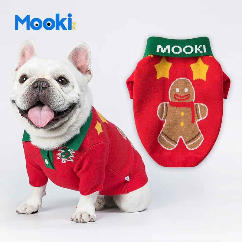 mookipet国潮牌圣诞节宠物猫咪狗狗衣服小型犬泰迪比熊雪纳瑞冬装
