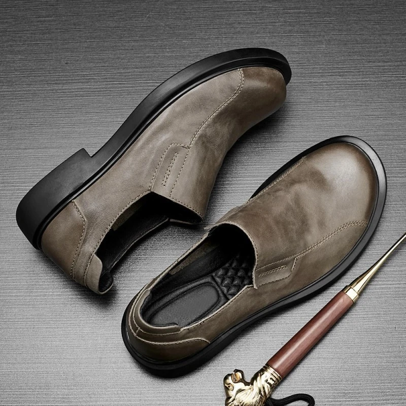 帕达索宽头男鞋软底商务大头皮鞋乐福鞋一脚蹬皮鞋男PB220370 DCB