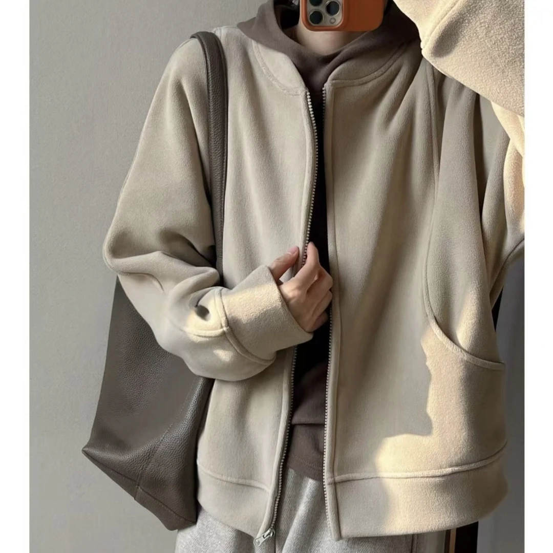 R 早春卫衣外套女 宽松休闲双面绒外套8072