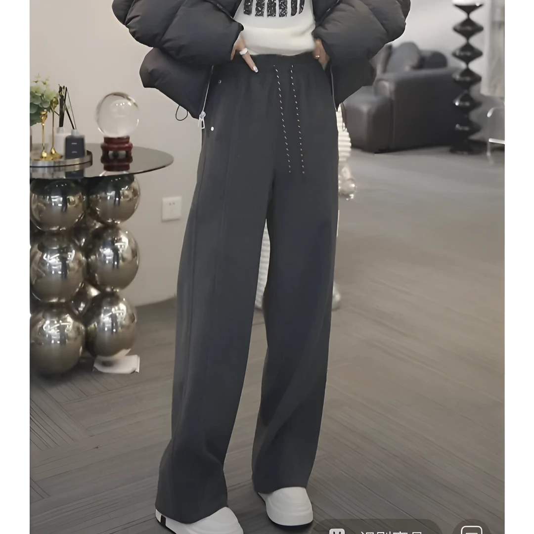 【丹丹专属】拖地休闲裤【重重迷雾】加绒早春季新款显瘦百搭裤8087