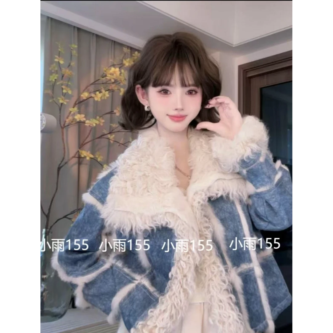 小雨专属皮毛一体气质真毛皮草羊毛领时尚皮 草外套轻奢秋冬百搭