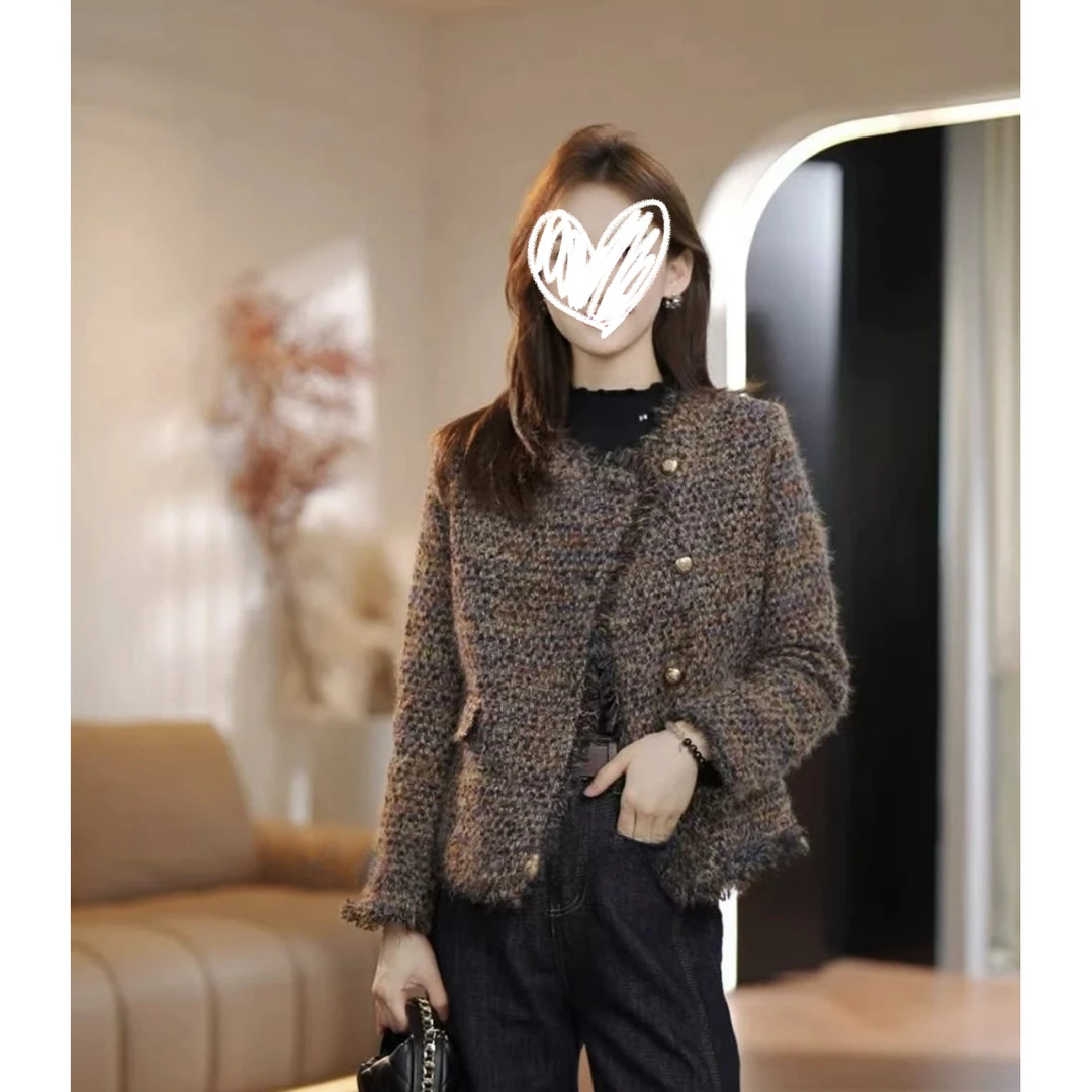 小香风外套羽绒服加厚2025新款早春法式上衣外套8096