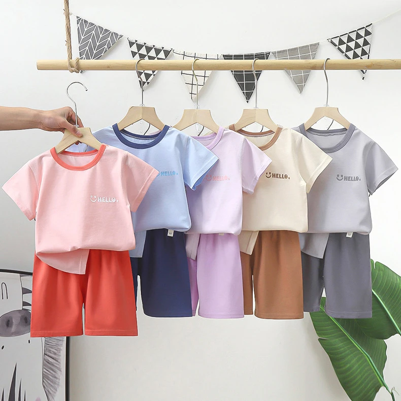 夏季新款儿童短袖套装家居服两件套儿童款睡衣透气男女童休闲舒适